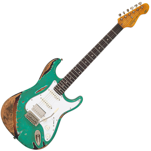 Vintage V6 ProShop Unique Electric Guitar~ Ventura Green over Tobacco Sunburst