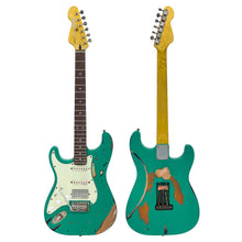 Load image into Gallery viewer, Left Hand Ventura Green/Tobacco Burst Vintage V6 ProShop Unique Electric Guitar