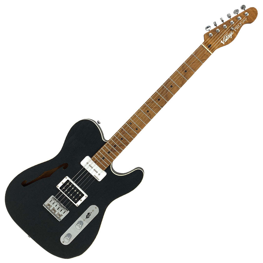 Washed Black with Roasted Maple Neck Vintage V72 ProShop Unique Electric Guitar