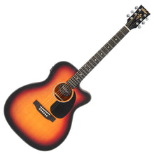 Load image into Gallery viewer, Vintage Stage Series &#39;Folk&#39; Cutaway Electro-Acoustic Guitar ~ Sunburst