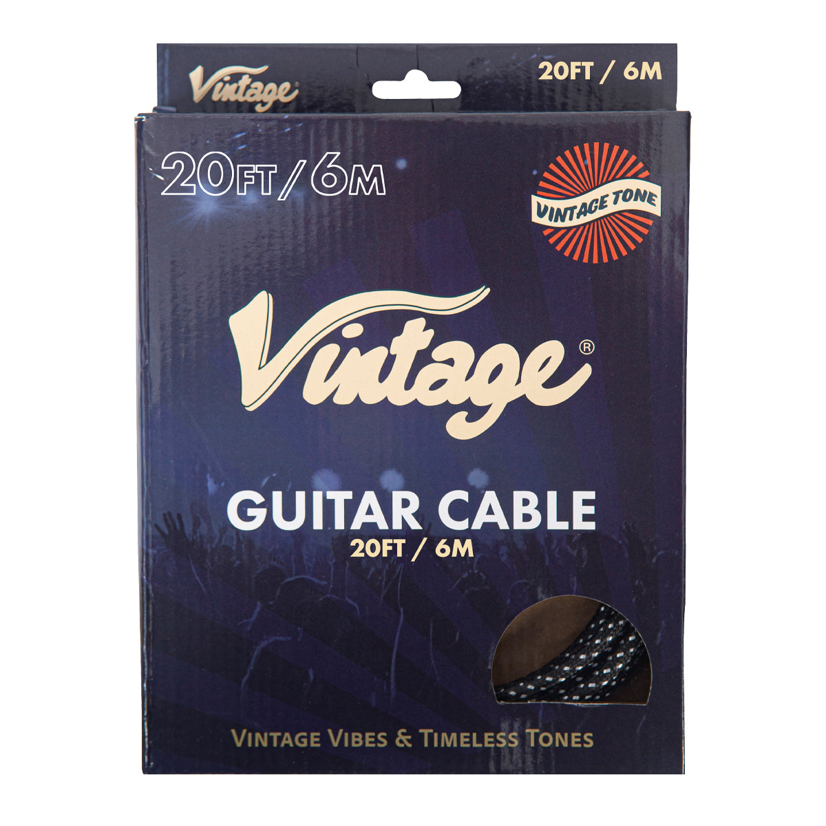 Fat Toad 20FT Tweed Cloth Woven Instrument Cable - Right Angle 1/4" Jack, 2-Pack