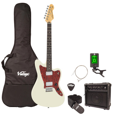 Vintage White Vintage V50 Coaster Series Electric Guitar Pack 