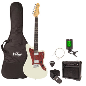 Vintage White Vintage V50 Coaster Series Electric Guitar Pack
