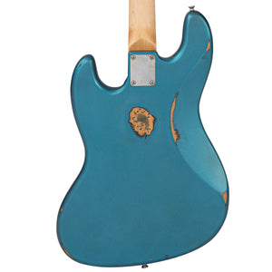 Vintage VJ74 ProShop Unique Bass Guitar ~ Distressed Metallic Blue