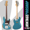 Vintage VJ74 ProShop Unique Bass Guitar ~ Distressed Metallic Blue