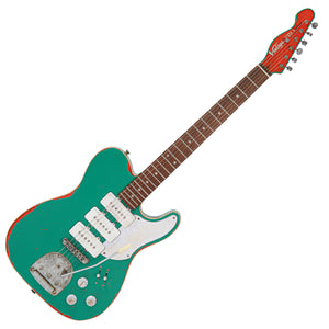 Aged Green Over Neon Orange Vintage VRBT72 ProShop Unique Electric Guitar