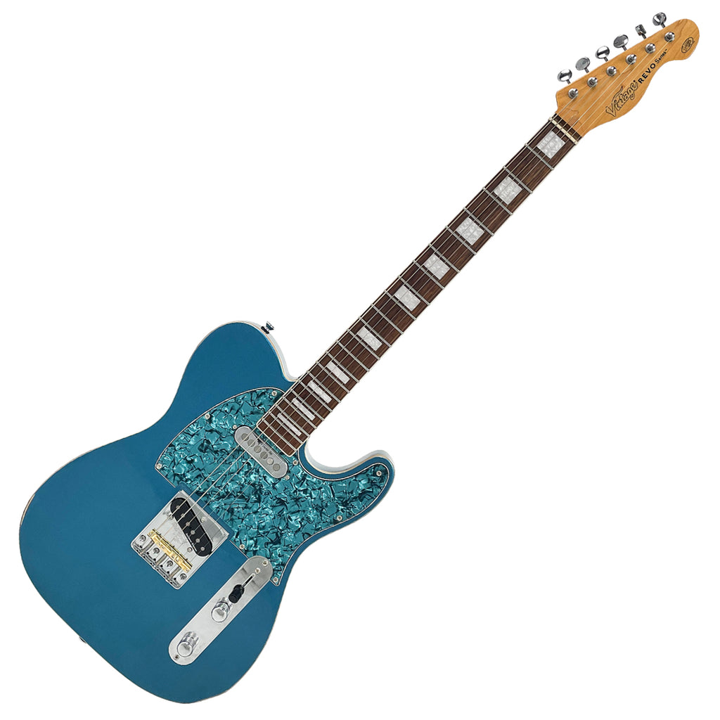 Light Distressed Metallic Blue & Pearl Vintage REVO ProShop Unique Electric Guitar