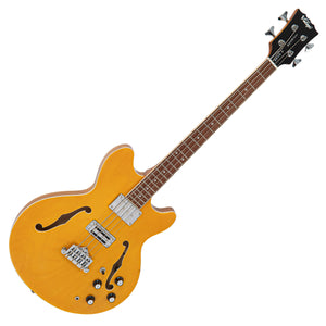 Vintage REVO Series 'Supreme' Semi-Acoustic Bass Guitar ~ Natural
