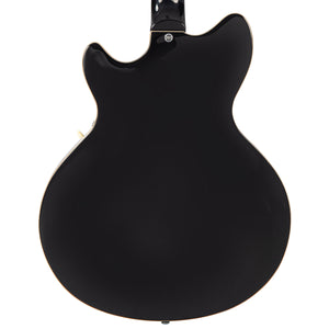 Vintage REVO Series 'Custom Supreme' Baritone VI Semi-Acoustic Guitar ~ Boulevard Black