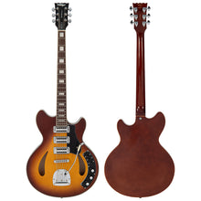 Load image into Gallery viewer, Tobacco Sunburst Vintage REVO Series &#39;Custom Supreme&#39; Baritone VI Semi-Acoustic Guitar