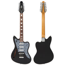 Load image into Gallery viewer, Boulevard Black Vintage REVO Series &#39;Surfmaster Thinline&#39; 12-String Electric Guitar