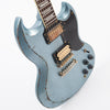 Vintage VS6 ProShop Custom-Build Electric Guitar ~ Heavily Distressed Gun Hill Blue