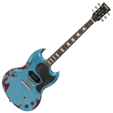Distressed Gun Hill Blue Over Red Vintage VS6 ProShop Custom-Build Electric Guitar 