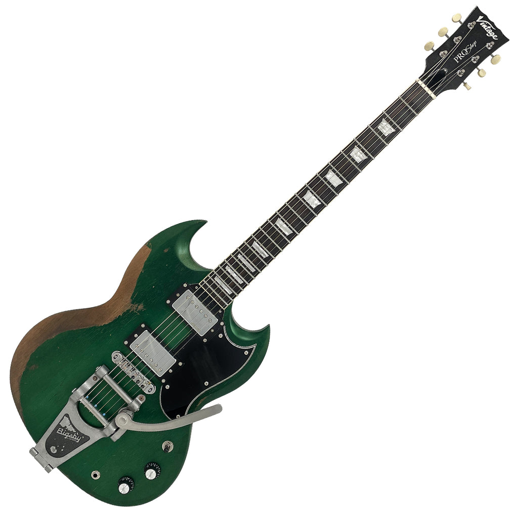 Heavy Distressed Racing Green Vintage VS6 ProShop Unique Electric Guitar