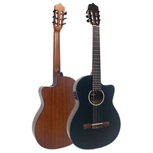 Load image into Gallery viewer, Black Vintage Santos Slim Body Electro-Acoustic Guitar