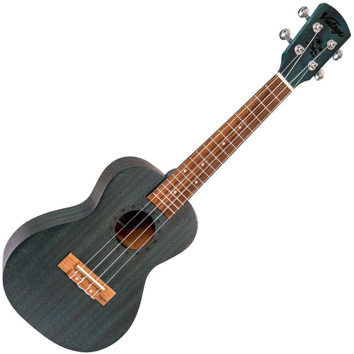 Midnight Blue Vintage Laka Sapele Series Concert Ukulele & Bag