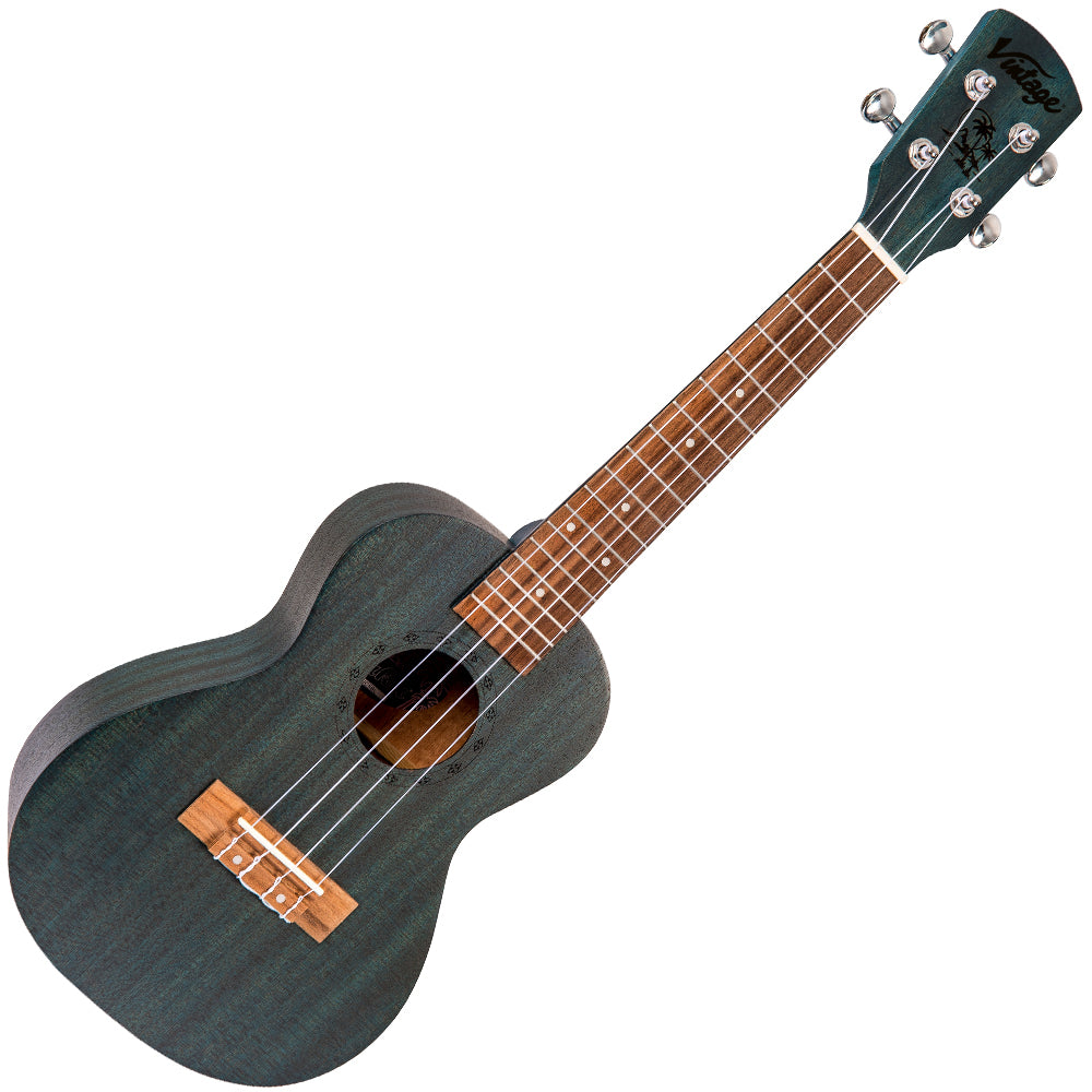 Midnight Blue Vintage Laka Sapele Series Concert Ukulele & Bag
