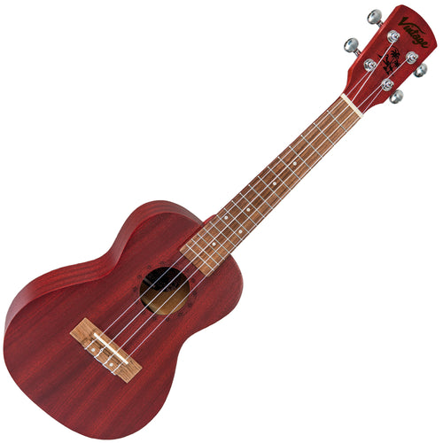 Red Vintage Laka Sapele Series Concert Ukulele & Bag