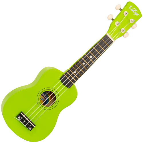 Green Vintage Laka Rainbow Series Soprano Ukulele & Carry Bag