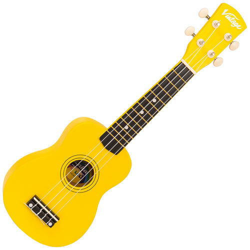 Yellow Vintage Laka Rainbow Series Soprano Ukulele & Carry Bag