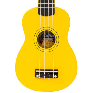 Yellow Vintage Laka Rainbow Series Soprano Ukulele & Carry Bag