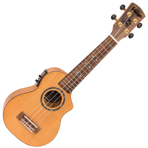 Vintage Laka Maple Series Electro-Acoustic Cutaway Ukulele & Carry Bag ~ Soprano