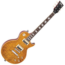 Load image into Gallery viewer, Vintage V100AFD ReIssued Electric Guitar ~ Flamed Amber