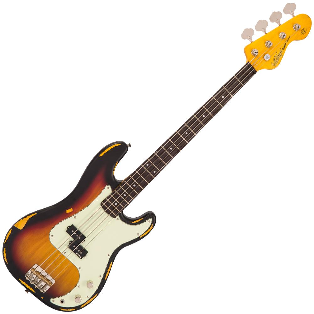 Vintage V4 ICON Bass ~ Distressed Sunset Sunburst – VintageGuitarsRus