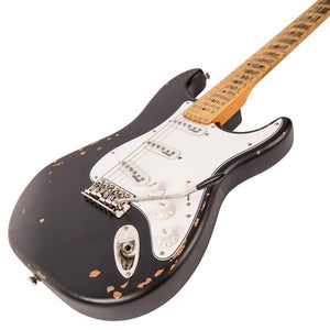 Vintage V6 ICON Electric Guitar ~ Distressed Boulevarde Black