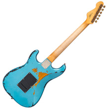 Load image into Gallery viewer, Vintage V6 ICON Electric Guitar ~ Distressed Gun Hill Blue Over Sunburst