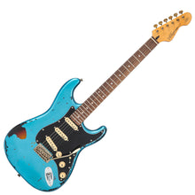 Load image into Gallery viewer, Vintage V6 ICON Electric Guitar ~ Distressed Gun Hill Blue Over Sunburst