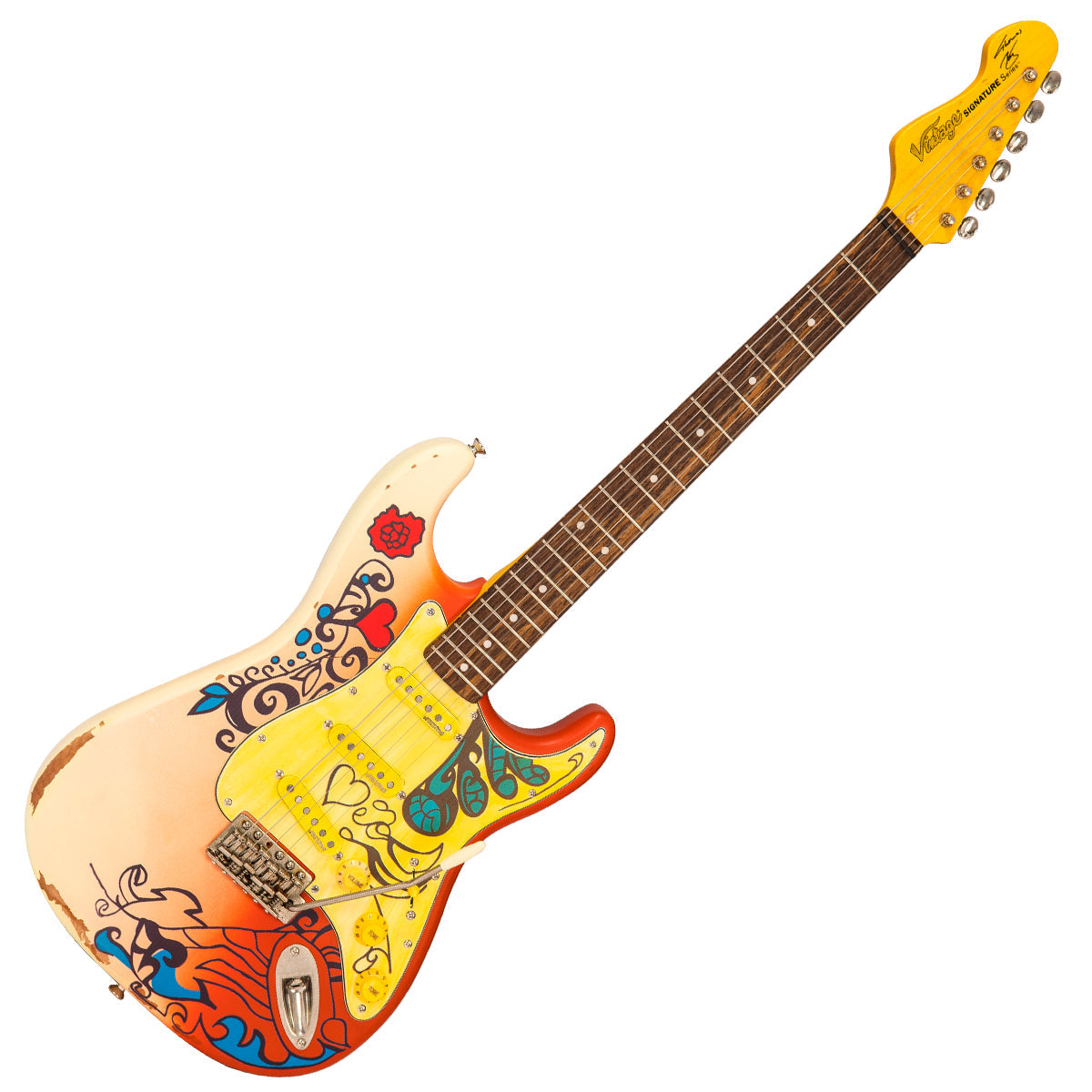Vintage V6 Thomas Blug Signature Electric Guitar ~ 'Summer of love