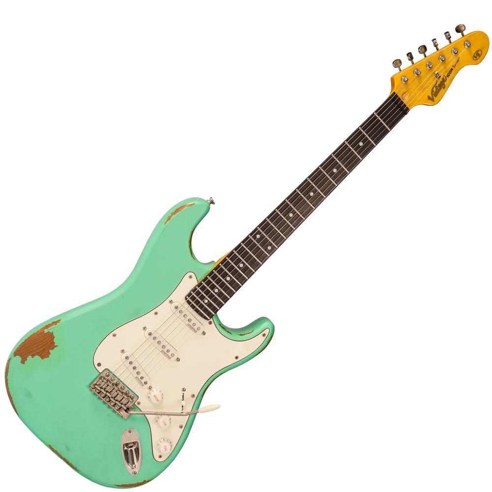 Vintage V6 ICON Electric Guitar ~ Distressed Ventura Green ...