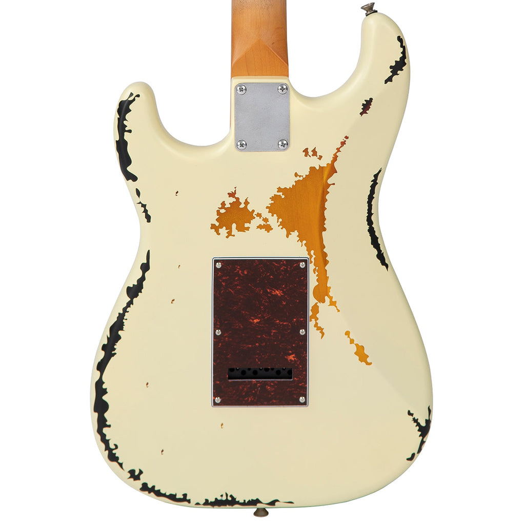 Vintage V6 ICON Electric Guitar ~ Distressed White Over Sunburst ...