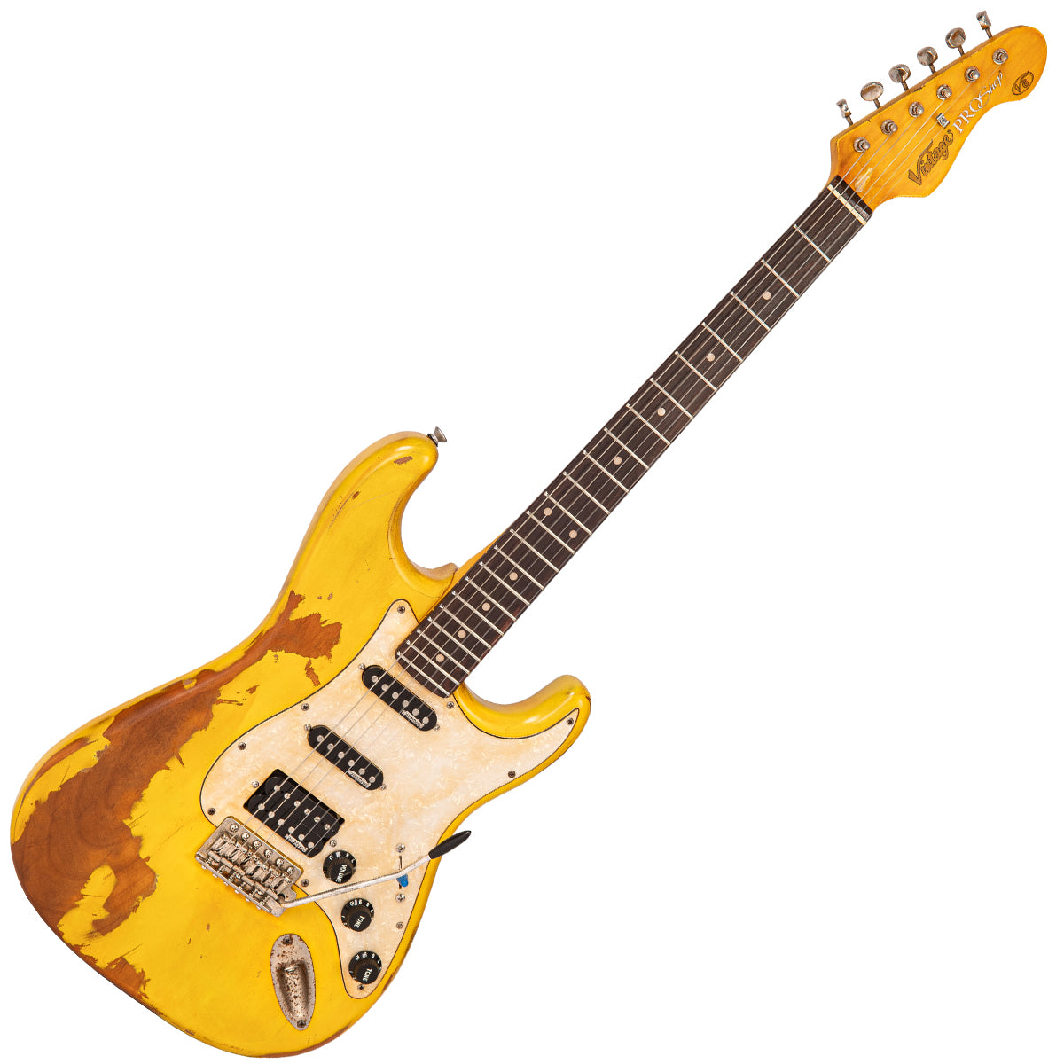 Vintage V6 ProShop Unique ~ Yellow Heavy Distressed