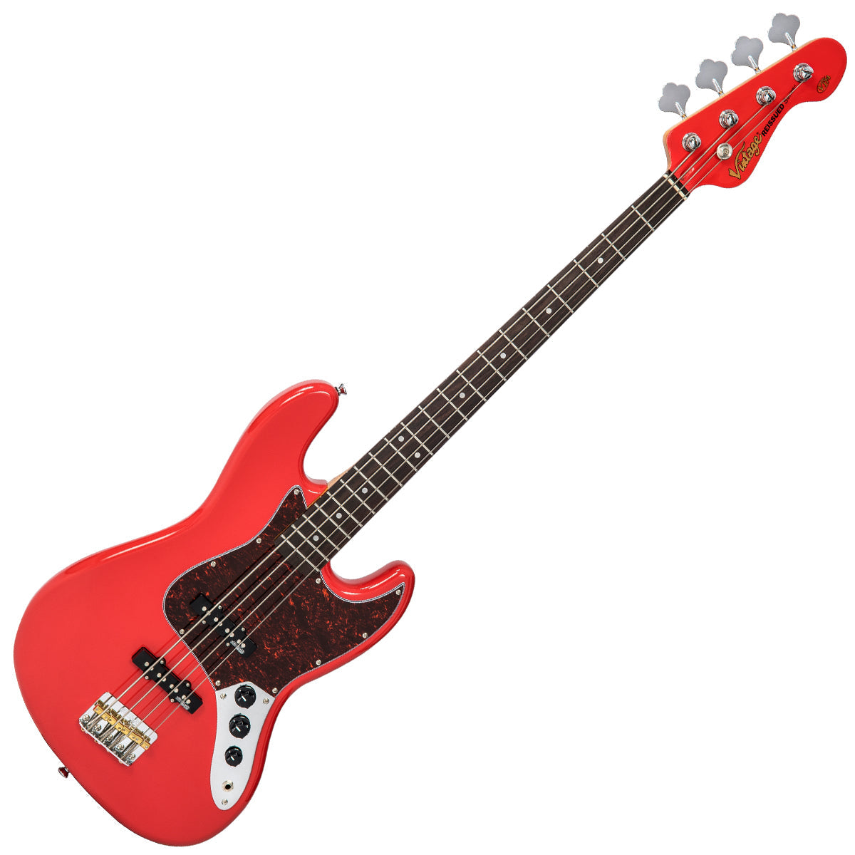Vintage VJ74 ReIssued Bass ~ Firenza Red – VintageGuitarsRus