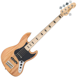 Natural Ash Vintage VJ75 ReIssued Maple Fingerboard 5-String Bass Guitar