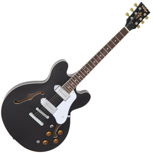 Vintage VSA500P ReIssued Semi Acoustic Guitar ~ Boulevard Black