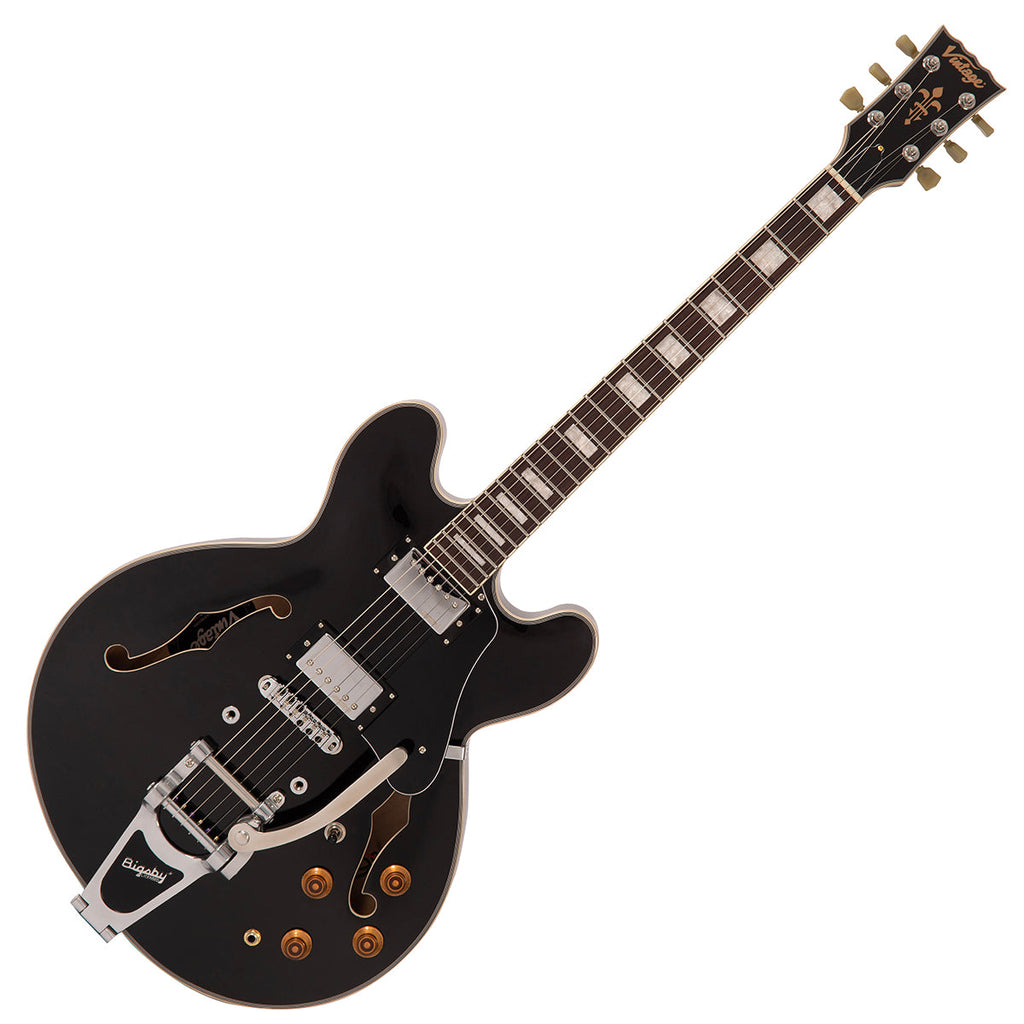 Vintage VSA500 ProShop Unique ~ Gloss Black with Bigsby