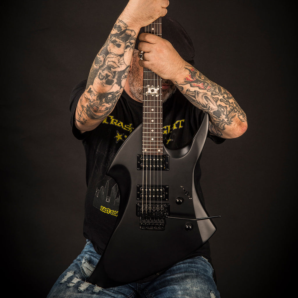 Vintage VMX Series WARP Electric Guitar Satin Black VintageGuitarsRus